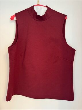 J.Crew Sleeveless Mock Neck Stetch Ponte Knit Top in Burgundy